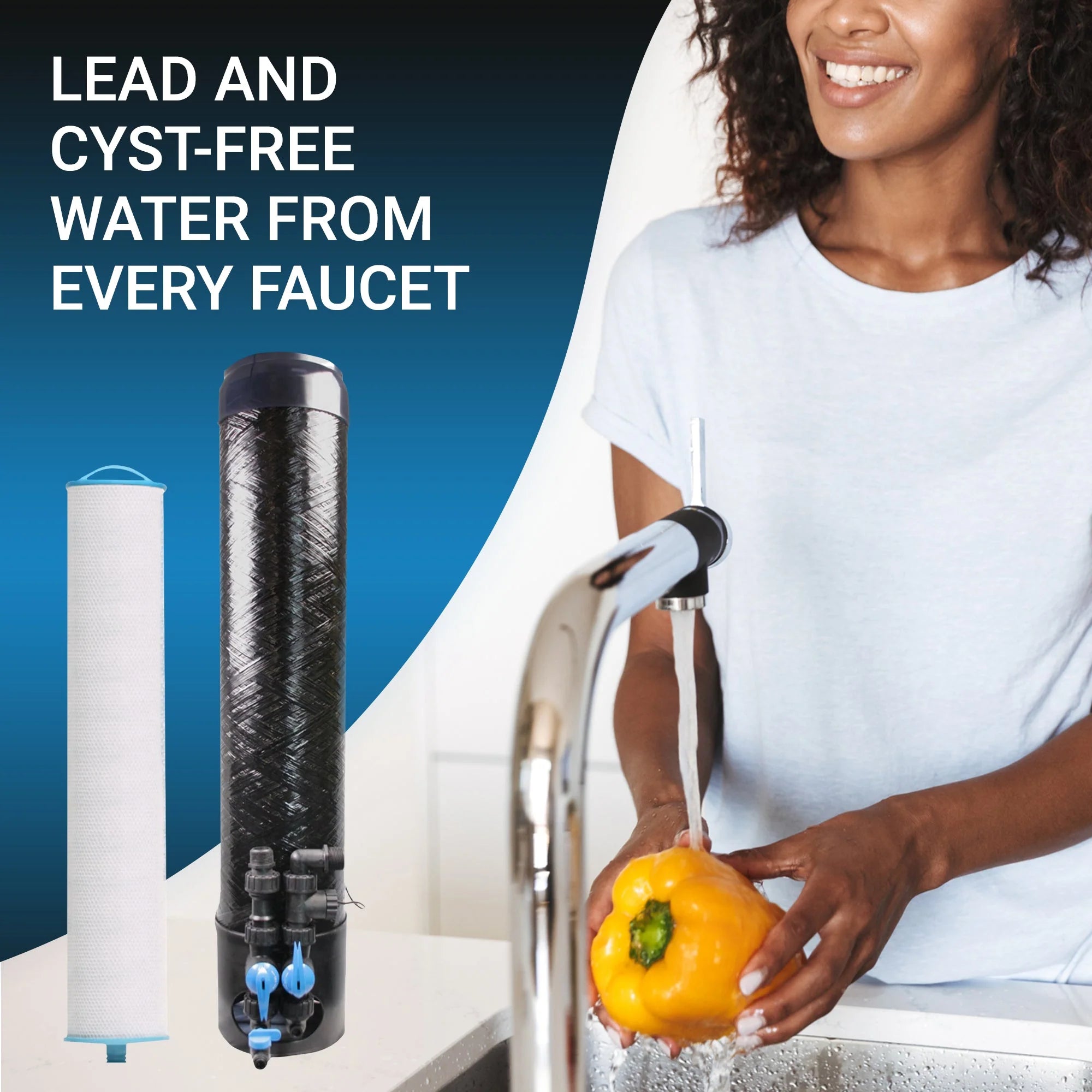 RKIN OP1L Certified Whole House Lead, Cyst, PFOA, and PFOS Water Filter System