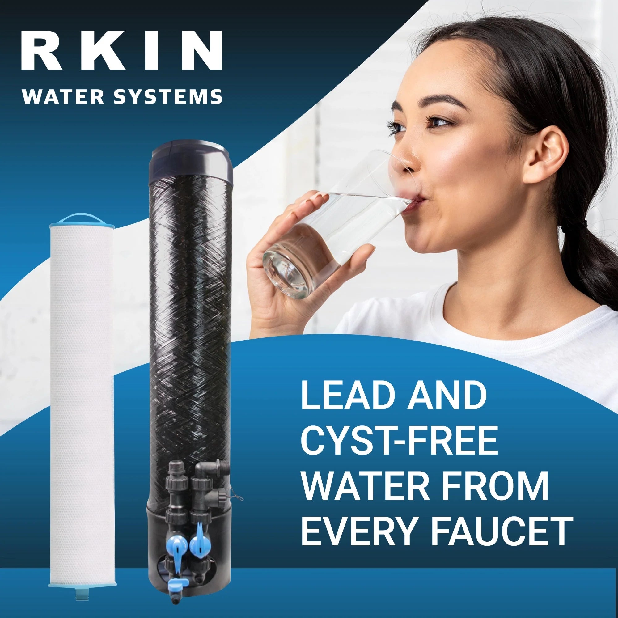 RKIN OP1L Certified Whole House Lead, Cyst, PFOA, and PFOS Water Filter System