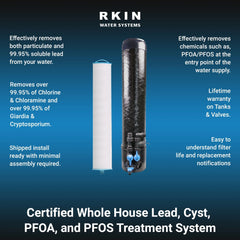 RKIN OP1L Certified Whole House Lead, Cyst, PFOA, and PFOS Water Filter System