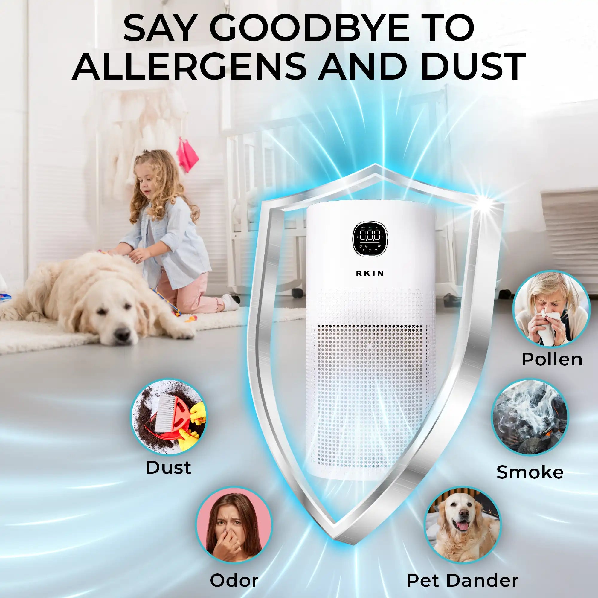 RKIN HEPA 14 Air Purifier – Breathe Cleaner, Healthier Air with UV, Carbon & Ion Technology